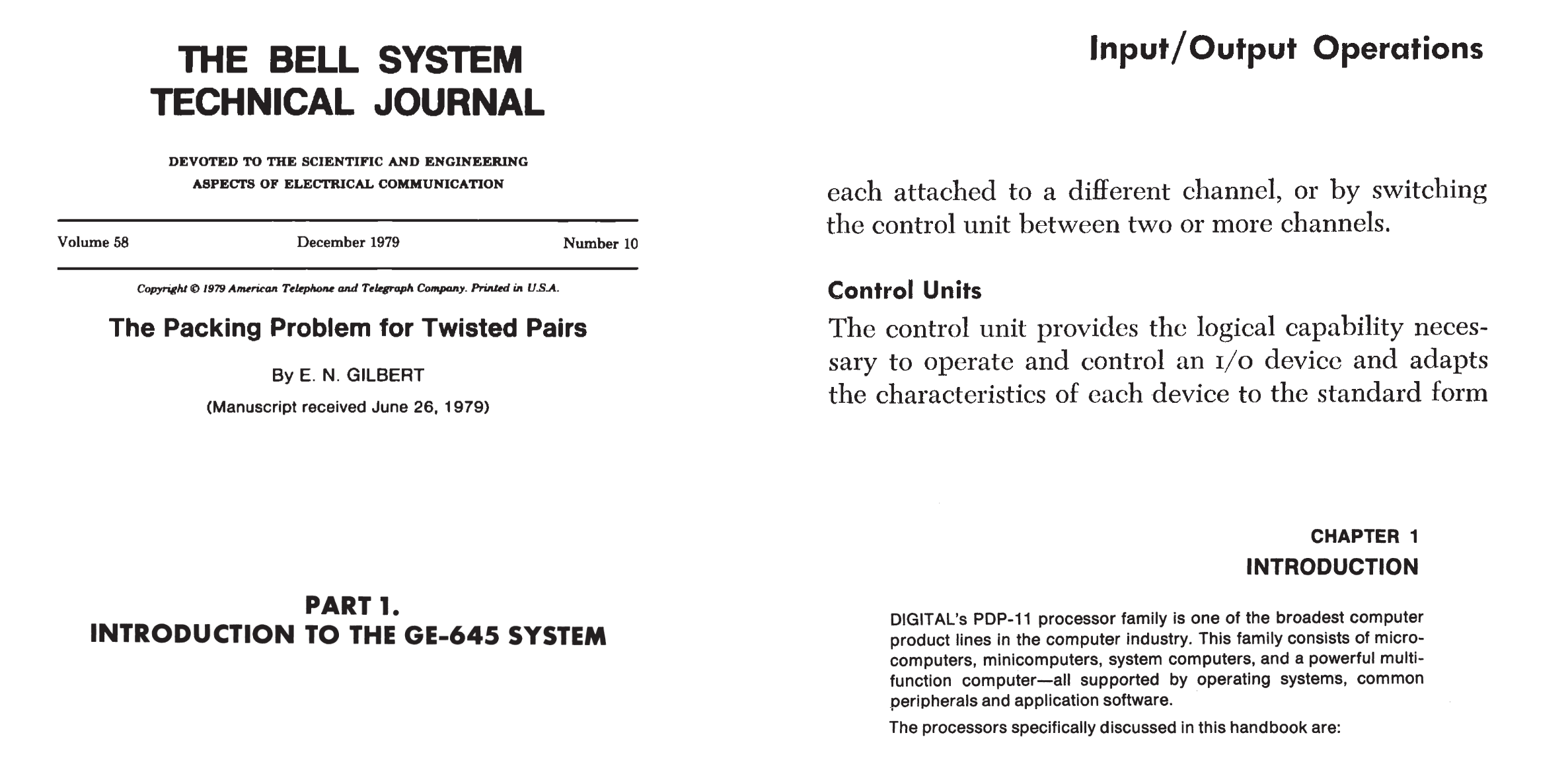 IBM System/360 manual and the Bell System Technical Journal